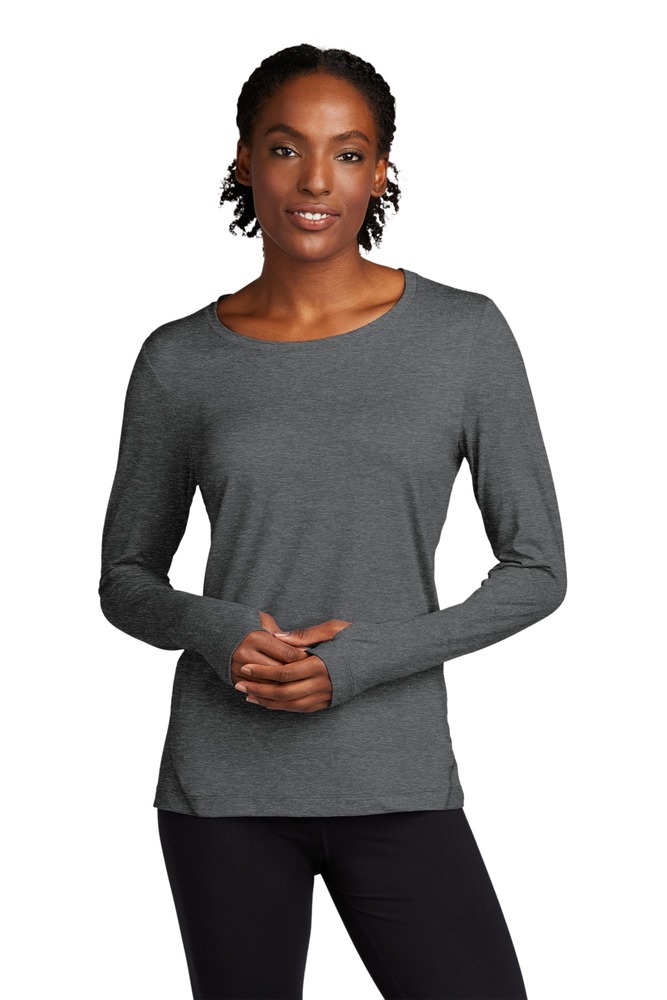 sport-tek lst710 ladies exchange 1.5 long sleeve crew Front Fullsize