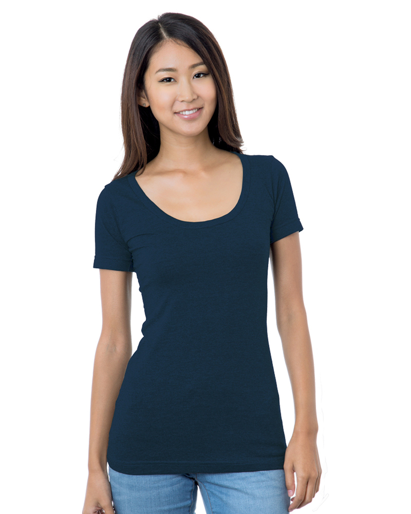 Bayside BA3405 Junior's 4.2 oz., Fine Jersey Wide Scoop Neck T-Shirt Front Fullsize"