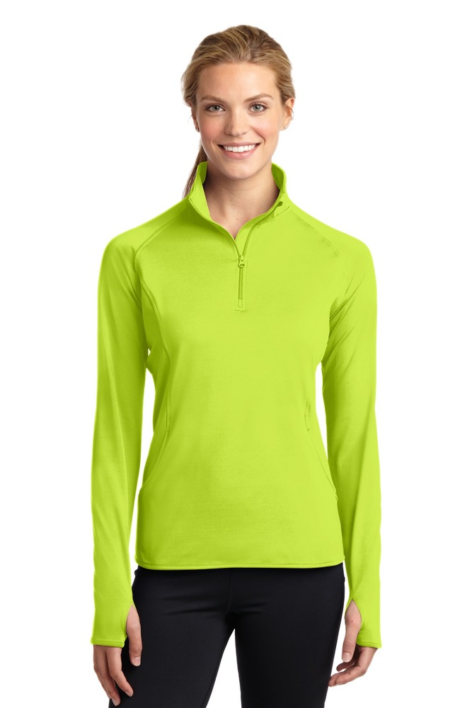 sport-tek lst850 ladies sport-wick ® stretch 1/4-zip pullover Front Fullsize