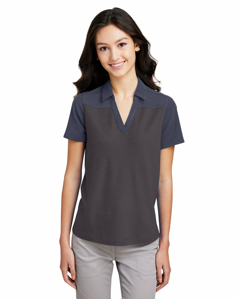 core365 ce112cw ladies' fusion chromasoft colorblock polo Front Fullsize