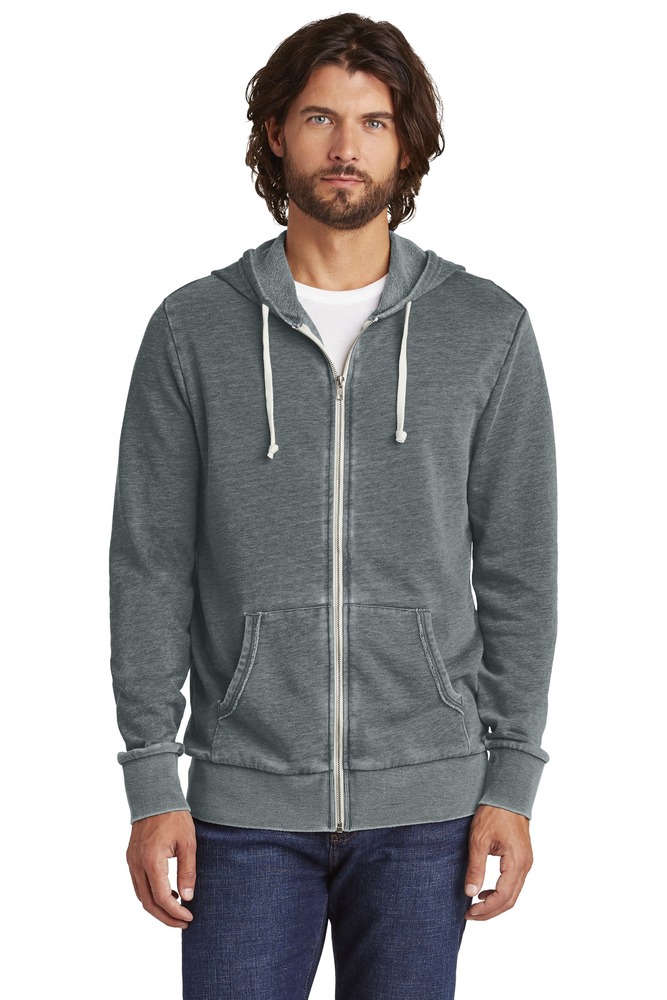alternative aa8636 burnout laid-back zip hoodie Front Fullsize