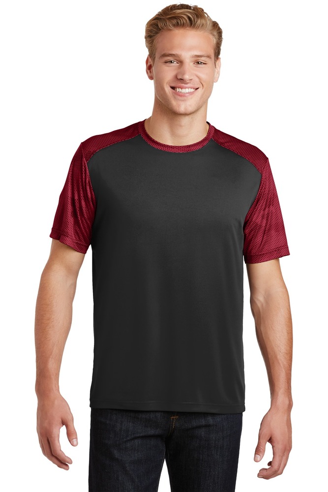 Sport-Tek ST371 CamoHex Colorblock Tee Front Fullsize"