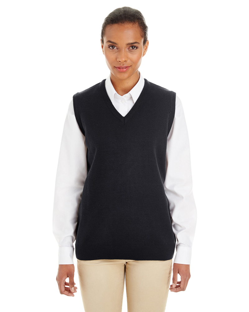 harriton m415w ladies' pilbloc™ v-neck sweater vest Front Fullsize