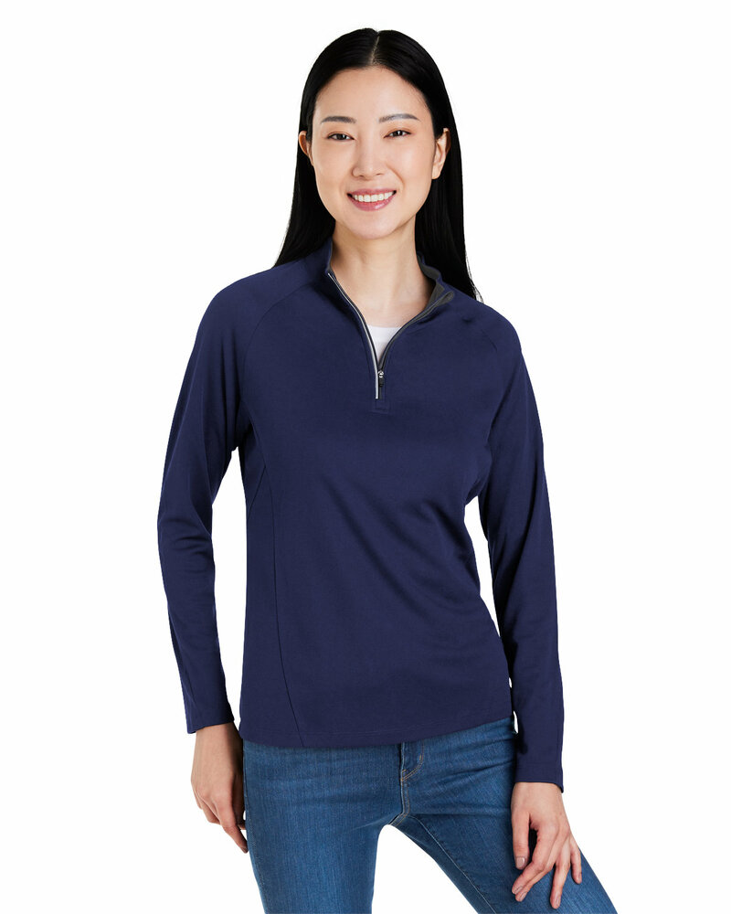 core365 ce418w ladies' origin performance pique quarter-zip Front Fullsize