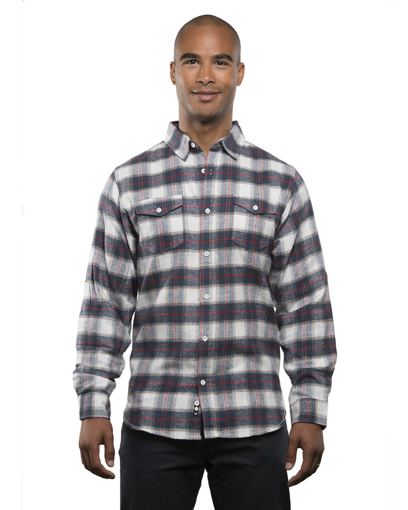 burnside b8210 men's plaid flannel shirt Front Fullsize