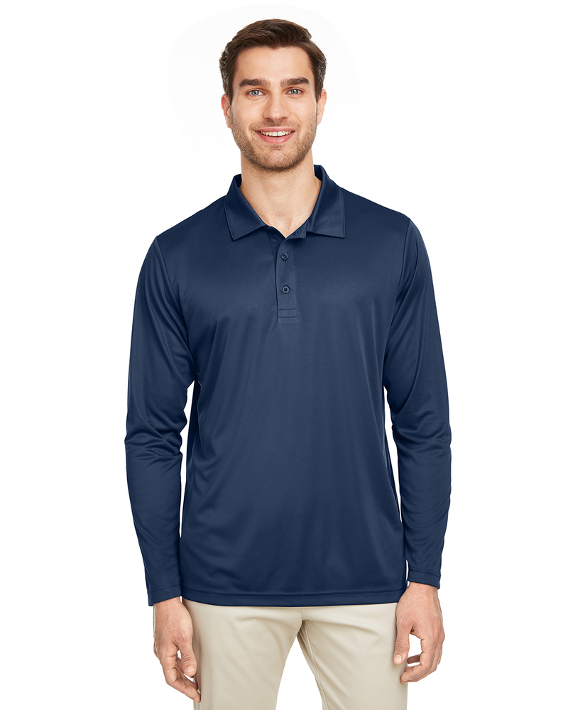 team 365 tt51l men's zone performance long sleeve polo Front Fullsize