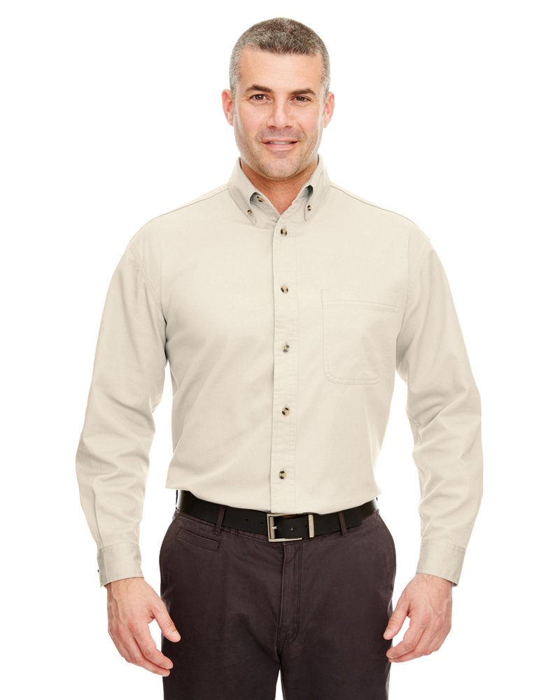 ultraclub 8960c adult cypress long-sleeve twill with pocket Front Fullsize