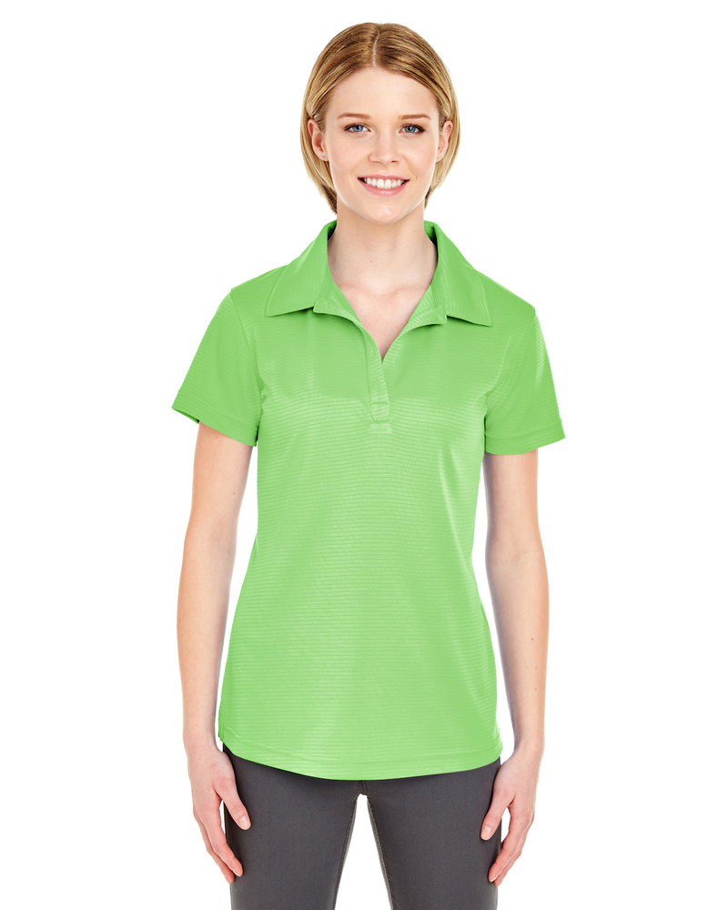 ultraclub 8220l ladies' cool & dry jacquard stripe polo Front Fullsize