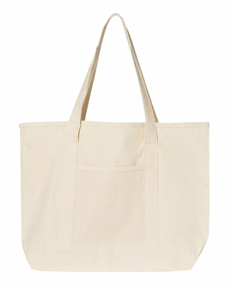 q-tees q1500 34.6l large canvas deluxe tote Front Fullsize