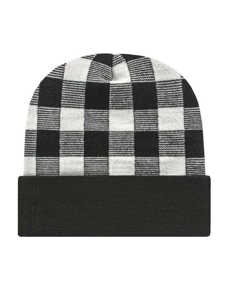 CAP AMERICA RKP12 USA-Made Plaid Beanie Front Fullsize"
