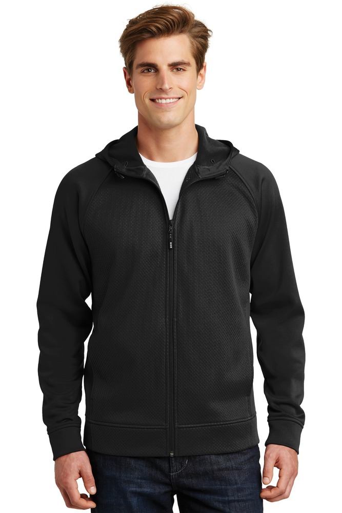 sport-tek st295 rival tech fleece full-zip hooded jacket Front Fullsize