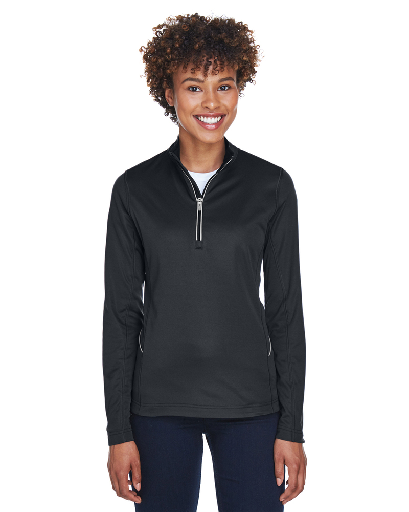 ultraclub 8230l ladies' cool & dry sport quarter-zip pullover Front Fullsize