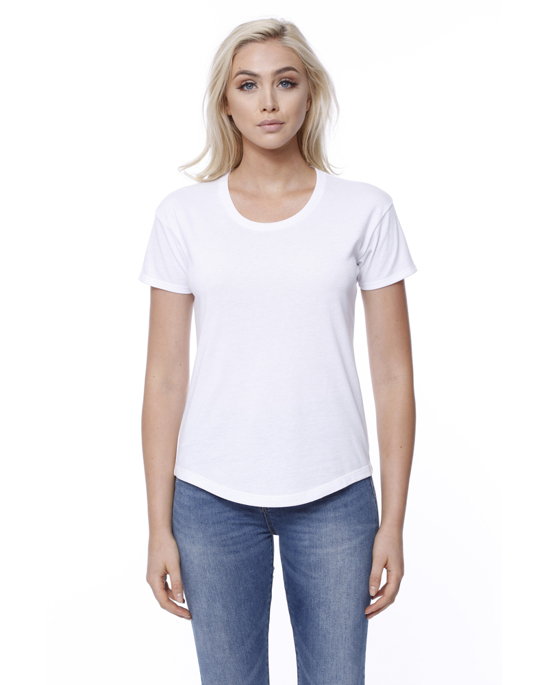 startee st1420 ladies' cvc melrose high low t-shirt Front Fullsize