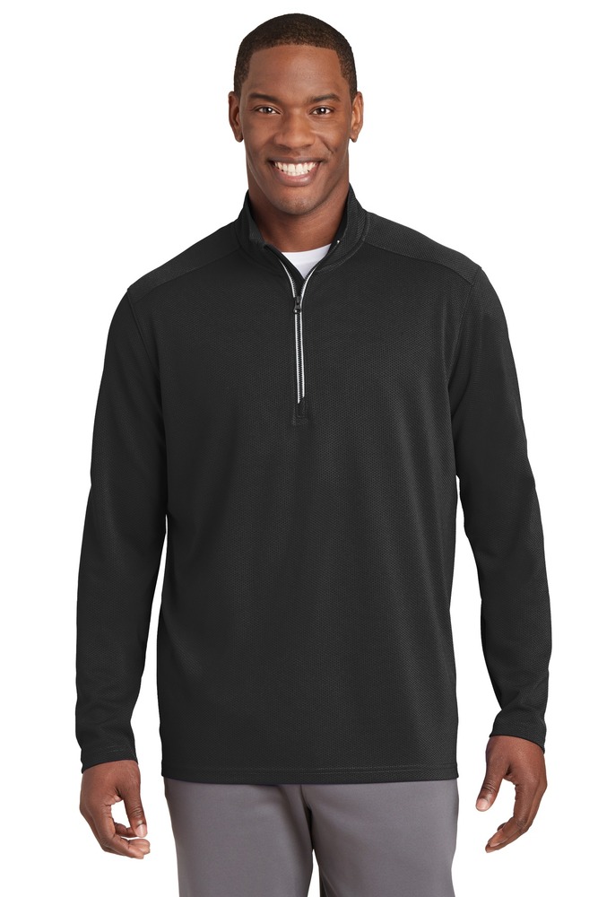 sport-tek st860 sport-wick ® textured 1/4-zip pullover Front Fullsize