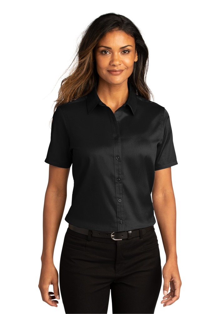port authority lw809 ladies short sleeve superpro ™ react ™ twill shirt Front Fullsize