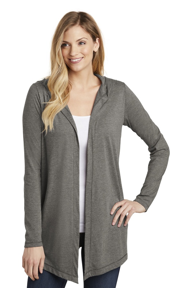 district dt156 women's perfect tri ® hooded cardigan Front Fullsize