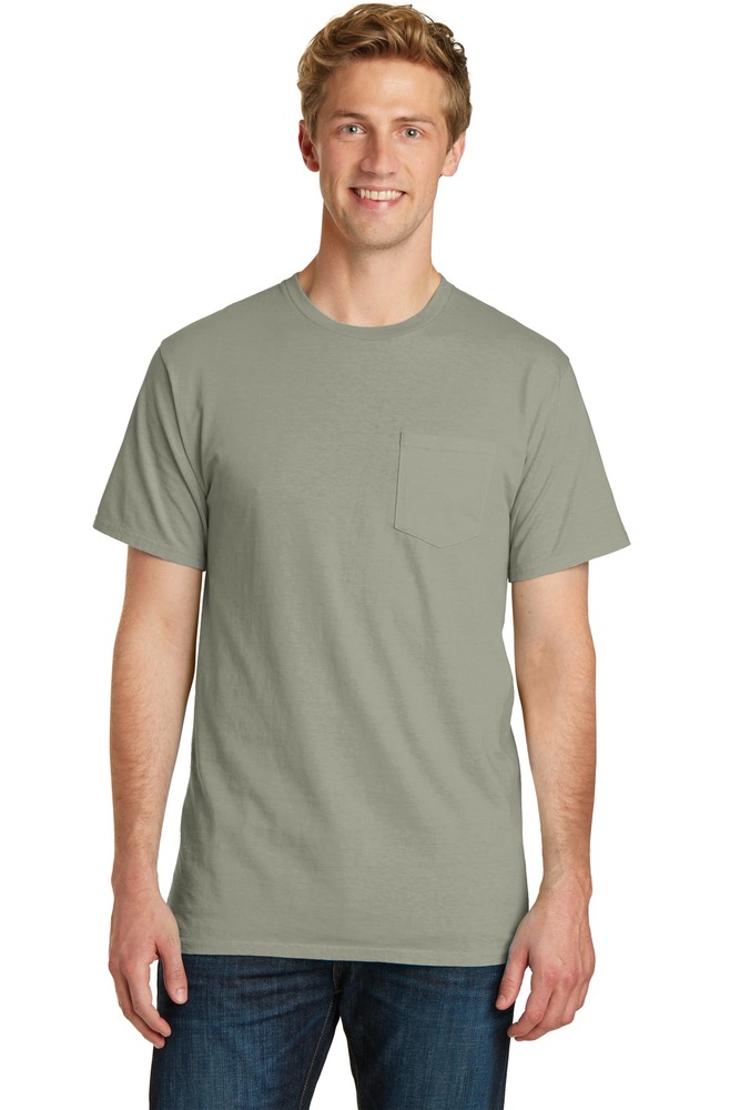 port & company pc099p beach wash ™ garment-dyed pocket tee Front Fullsize