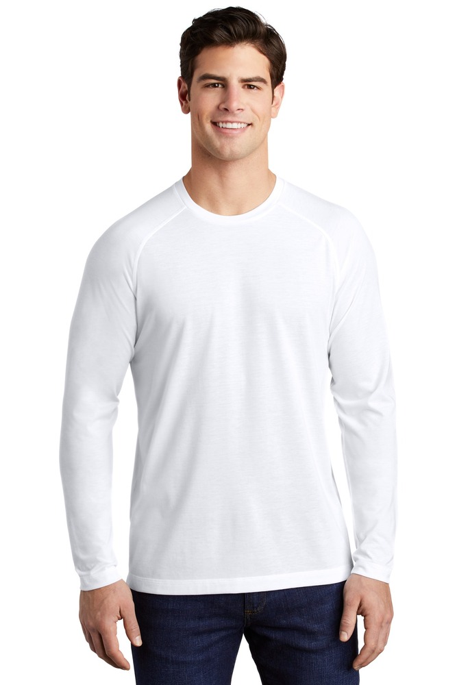 Sport-Tek ST400LS PosiCharge ® Long Sleeve Tri-Blend Wicking Raglan Tee Front Fullsize"