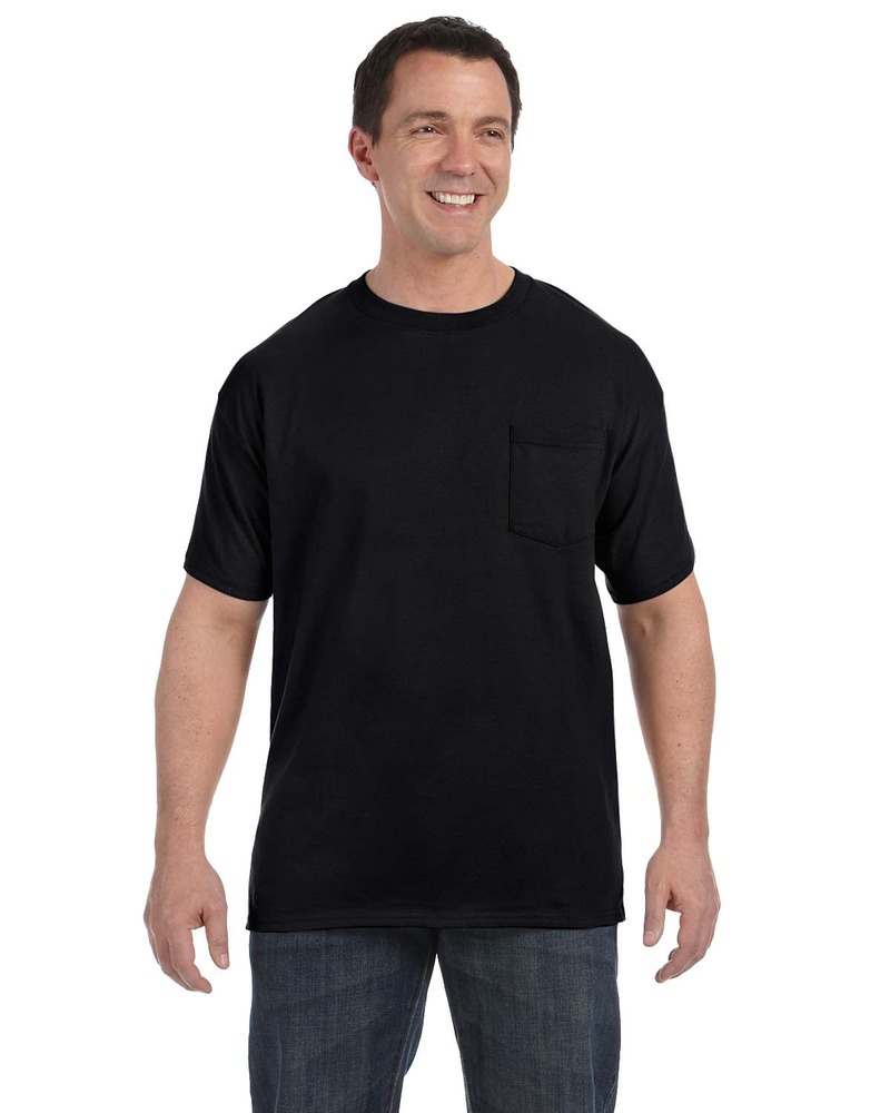 Hanes H5590 Authentic-T ® 100% Cotton T-Shirt with Pocket Front Fullsize"