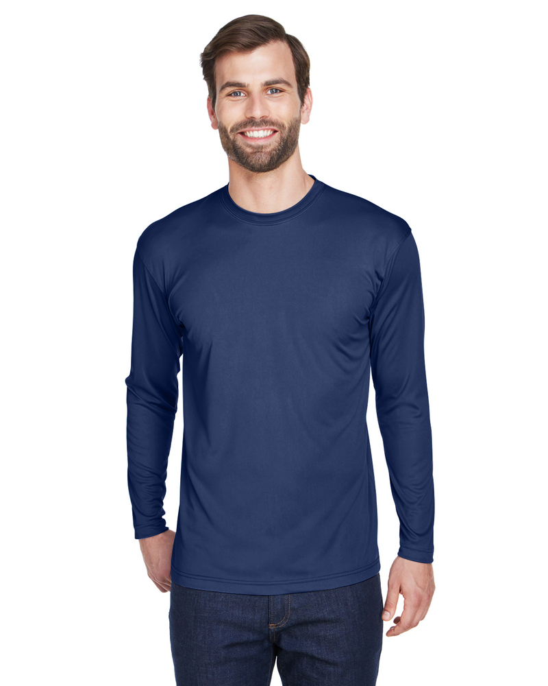 UltraClub 8422 Adult Cool & Dry Sport Long-Sleeve Performance Interlock T-Shirt Front Fullsize"