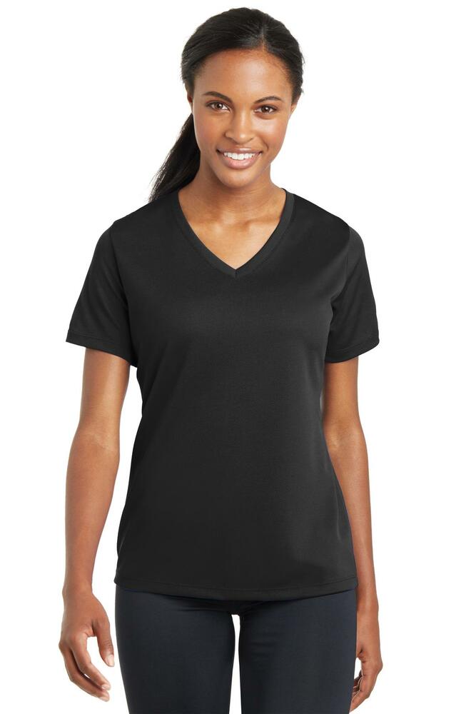 Sport-Tek LST340 Ladies PosiCharge ® RacerMesh ® V-Neck Tee Front Fullsize"