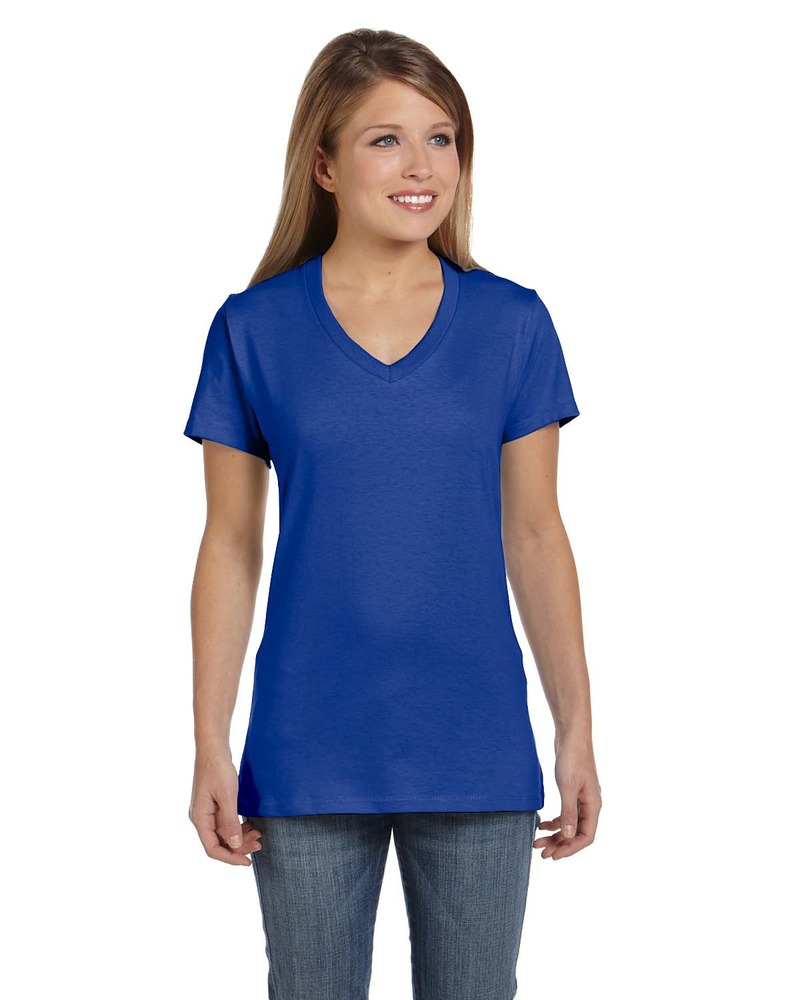 hanes s04v ladies perfect-t v-neck t-shirt Front Fullsize