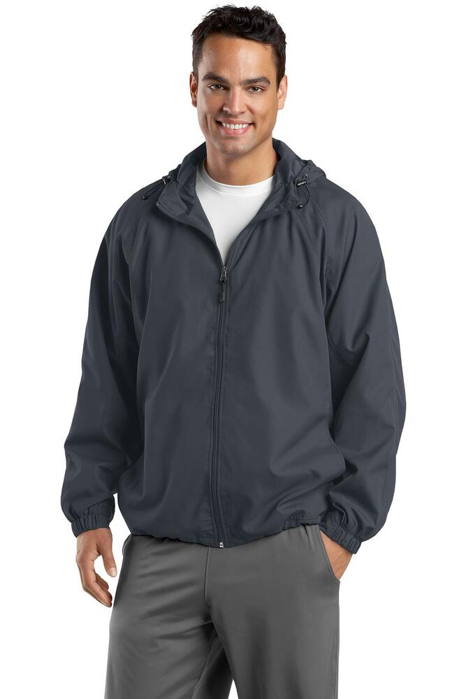 sport-tek tjst73 tall hooded raglan jacket Front Fullsize