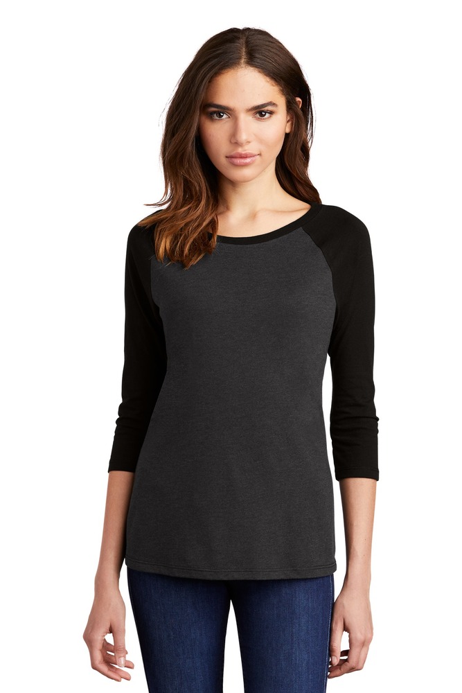 district dm136l women's perfect tri ® 3/4-sleeve raglan Front Fullsize