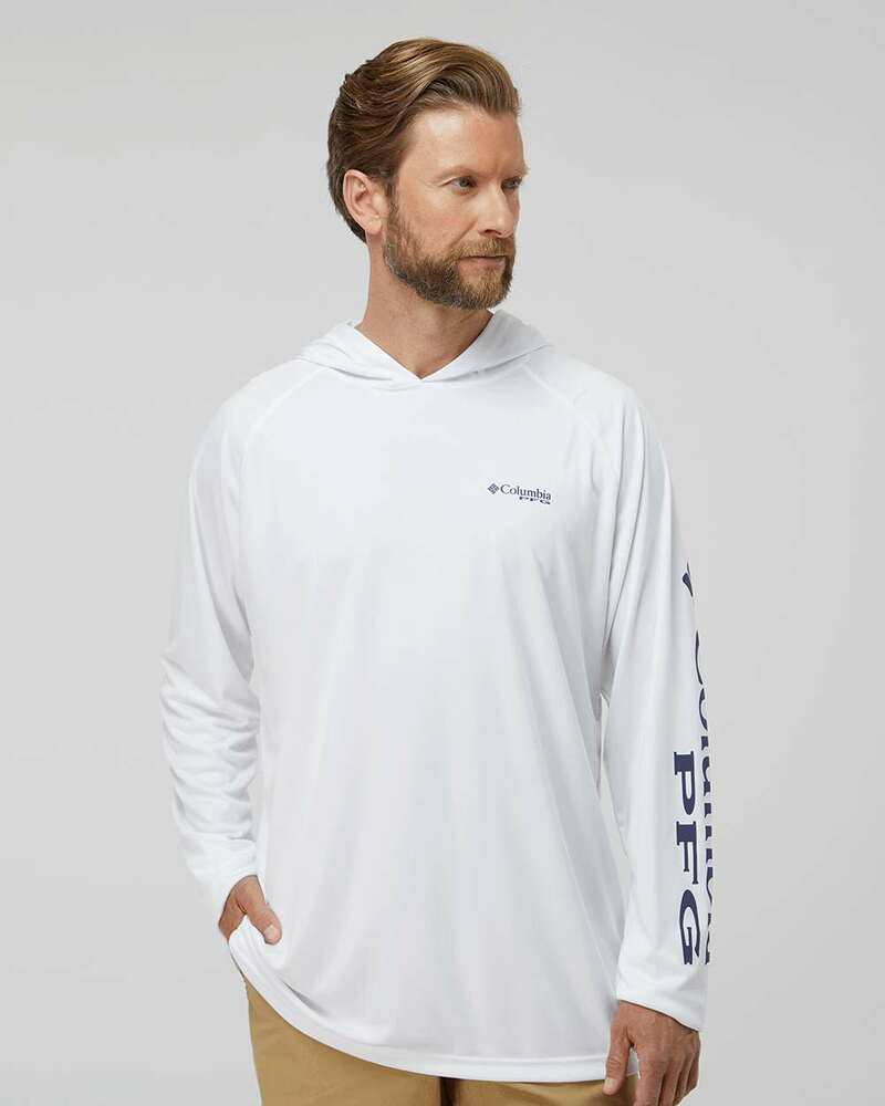 columbia 153617 pfg terminal™ tackle hooded long sleeve t-shirt Front Fullsize