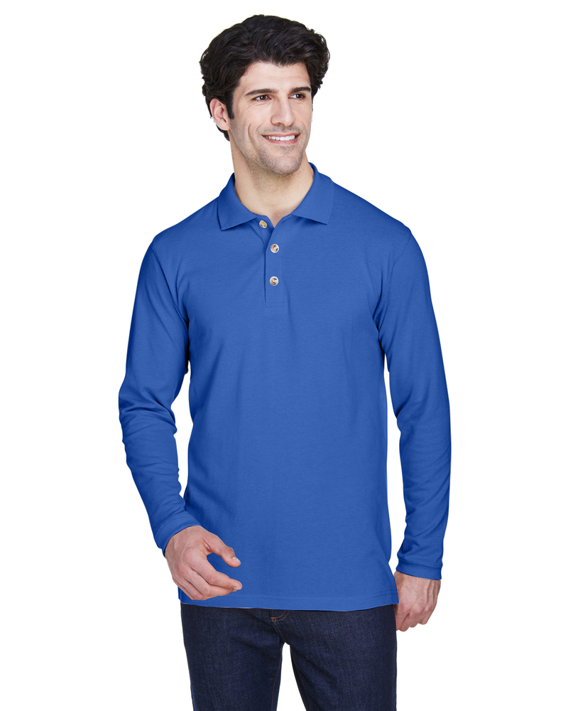 ultraclub 8532 adult long-sleeve classic piqué polo Front Fullsize