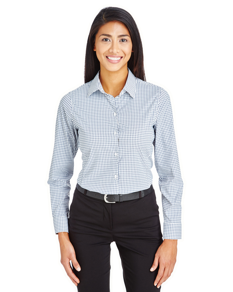 devon & jones dg540w crownlux performance™ ladies' micro windowpane shirt Front Fullsize