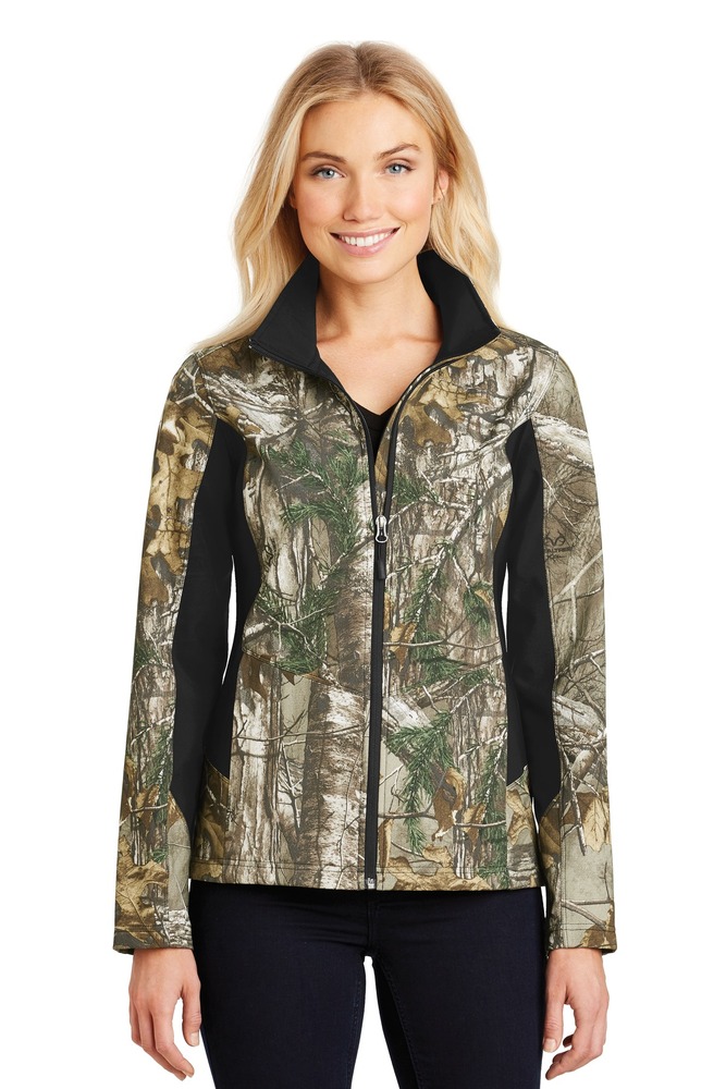 port authority l318c ladies camouflage colorblock soft shell Front Fullsize