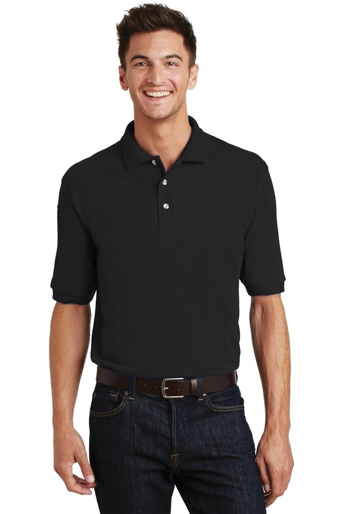 port authority k420p heavyweight cotton pique polo with pocket Front Fullsize