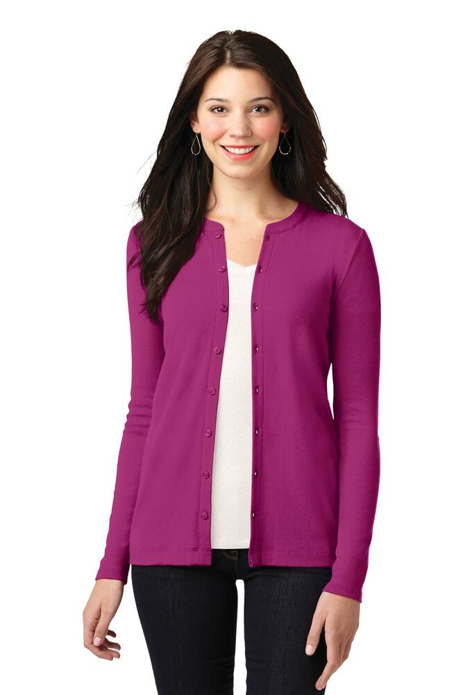 Port Authority LM1008 Ladies Concept Stretch Button-Front Cardigan Front Fullsize"