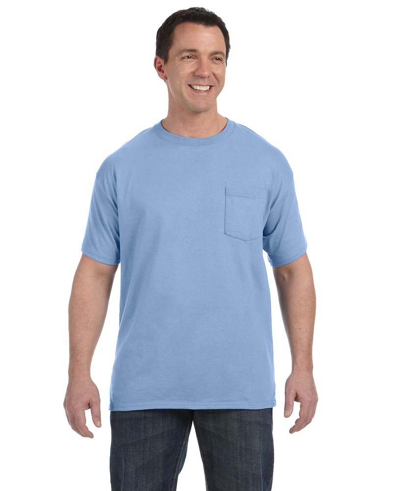 Hanes H5590 Authentic-T ® 100% Cotton T-Shirt with Pocket Front Fullsize"