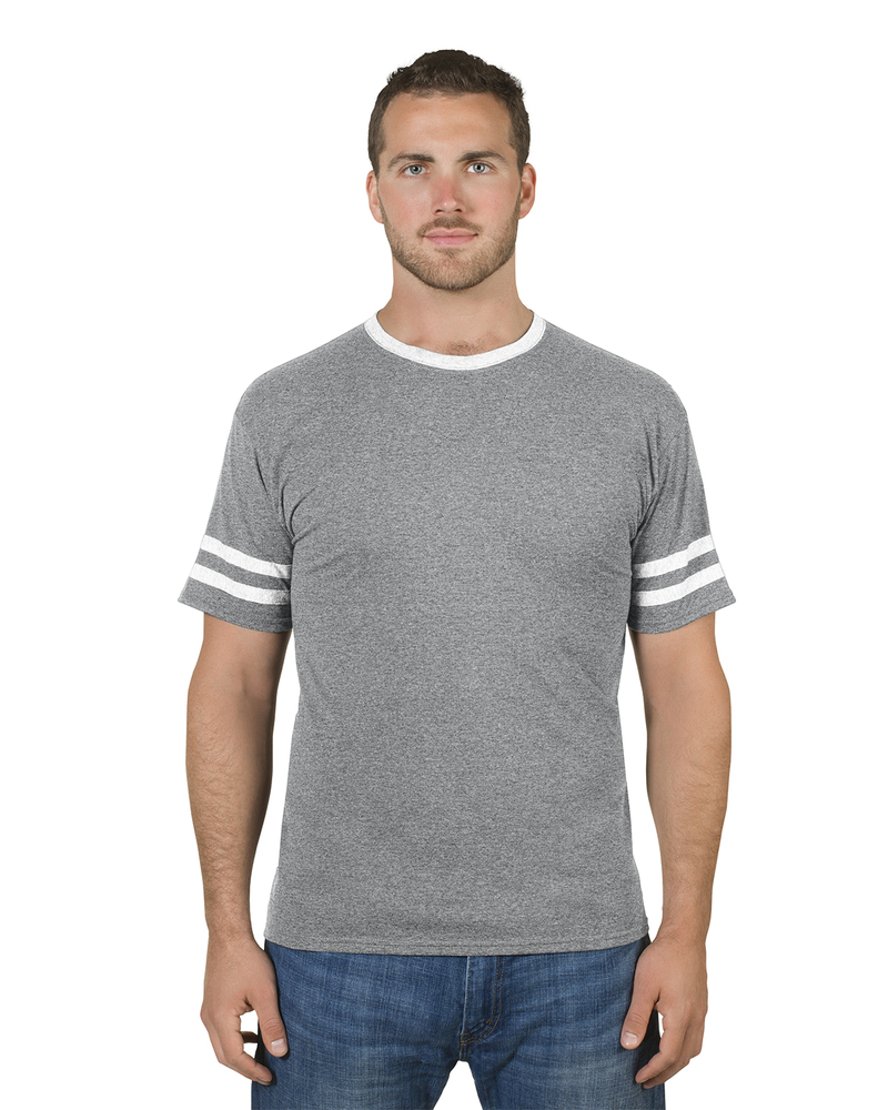 jerzees 602mr adult 4.5 oz. tri-blend varsity ringer t-shirt Front Fullsize