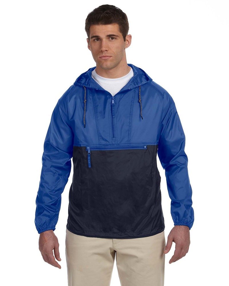 harriton m750 adult packable nylon jacket Front Fullsize