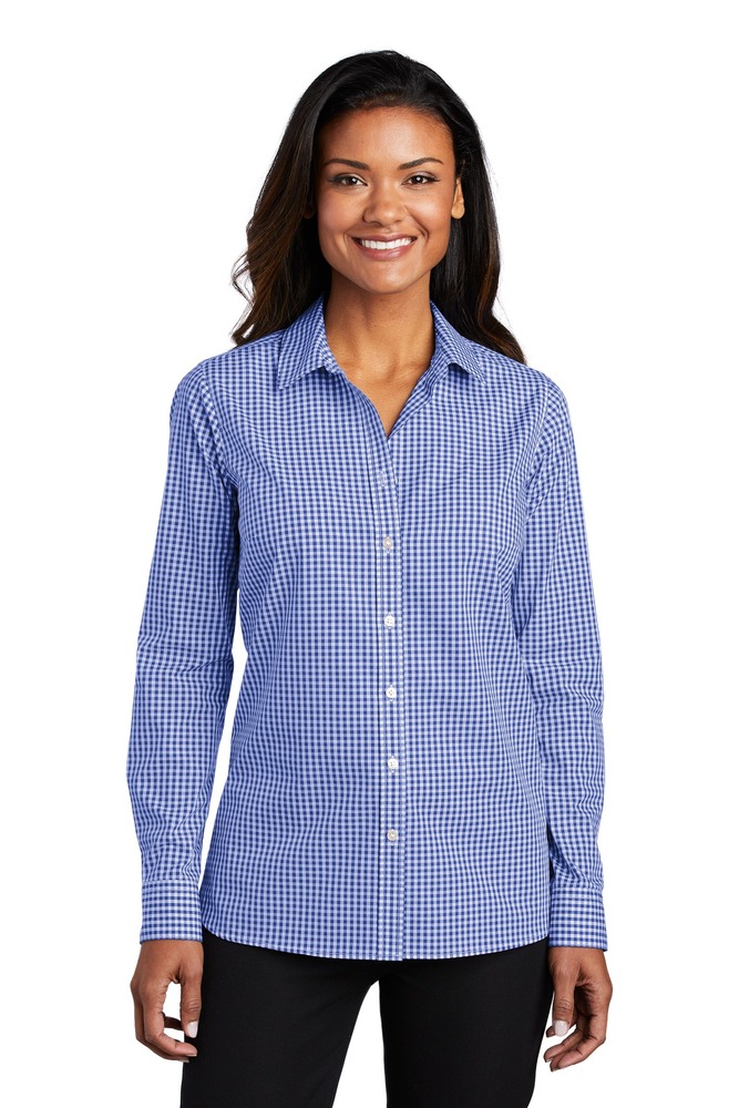 Port Authority LW644 Ladies Broadcloth Gingham Easy Care Shirt Front Fullsize"