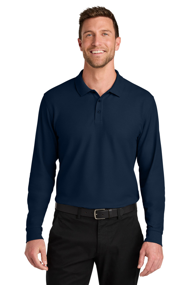 Port Authority K200LS Wearever Signature Pique Long Sleeve Polo Front Fullsize"