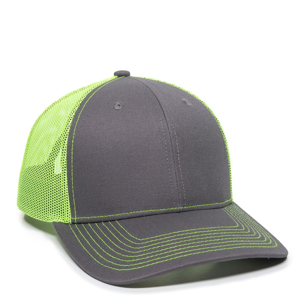 outdoor cap oc771 structured trucker with solid mesh back hat Front Fullsize