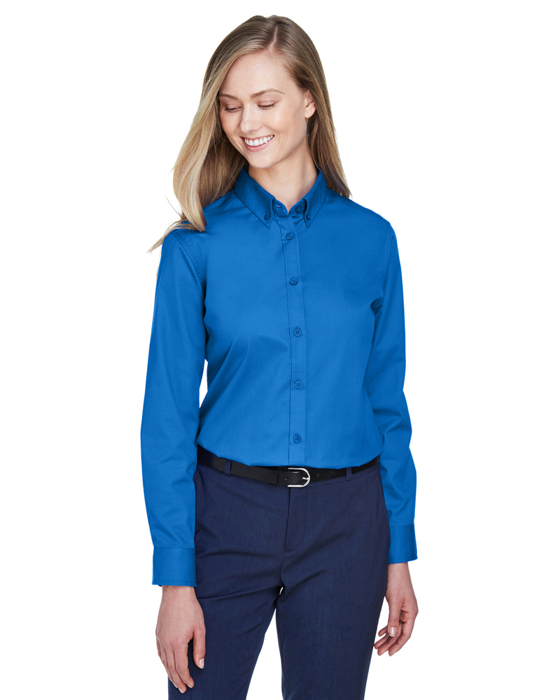core 365 78193 ladies' operate long-sleeve twill shirt Front Fullsize