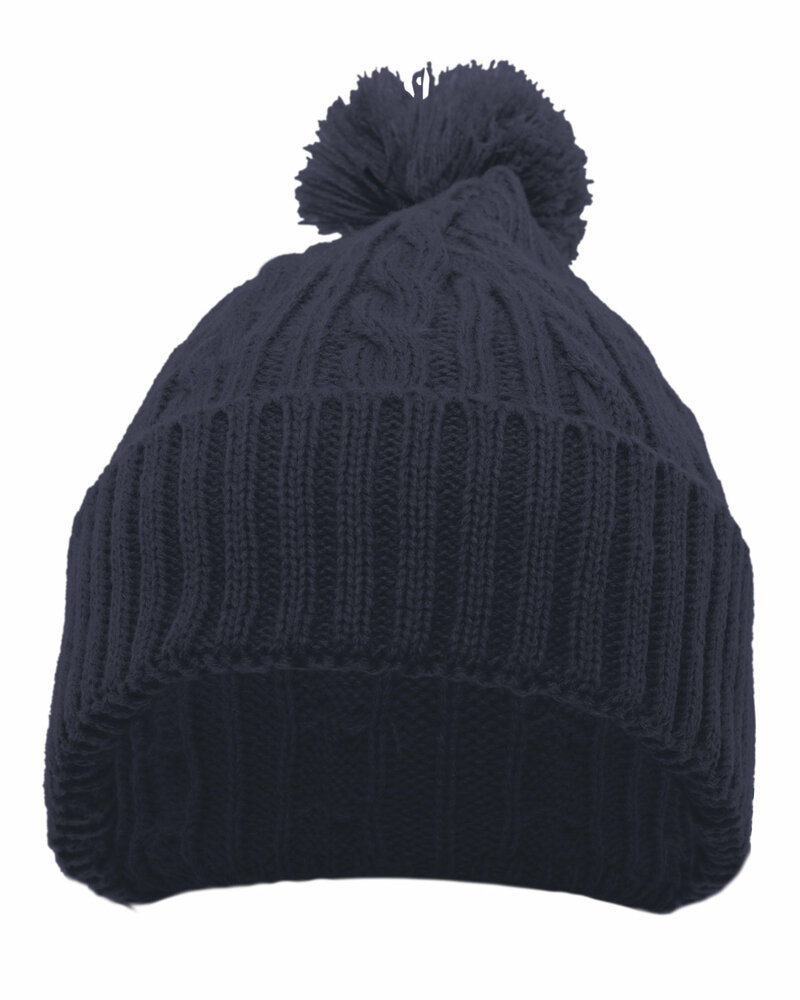 Pacific Headwear 643K Cable Knit Pom-Pom Beanie Front Fullsize"