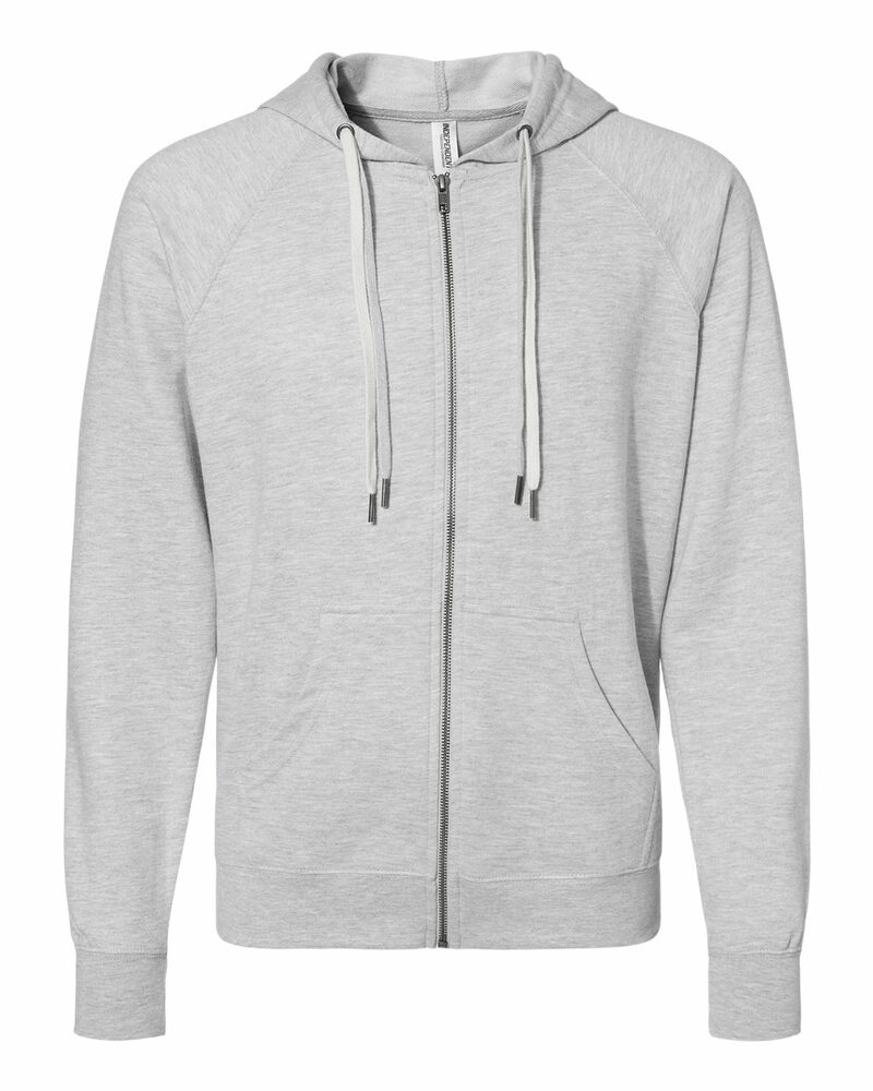 independent trading co. ss1000z icon unisex lightweight loopback terry full-zip hooded sweatshirt Front Fullsize