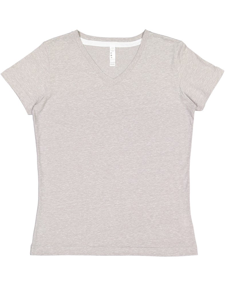 lat 3591 ladies' v-neck harborside melange jersey t-shirt Front Fullsize