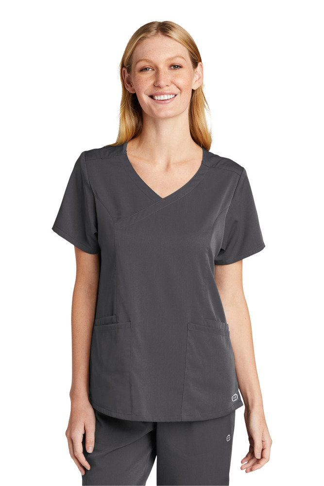 Wonderwink WW4268 Women's Premiere Flex ™ Mock Wrap Top Front Fullsize"