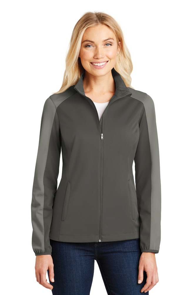 Port Authority L718 Ladies Active Colorblock Soft Shell Jacket Front Fullsize"