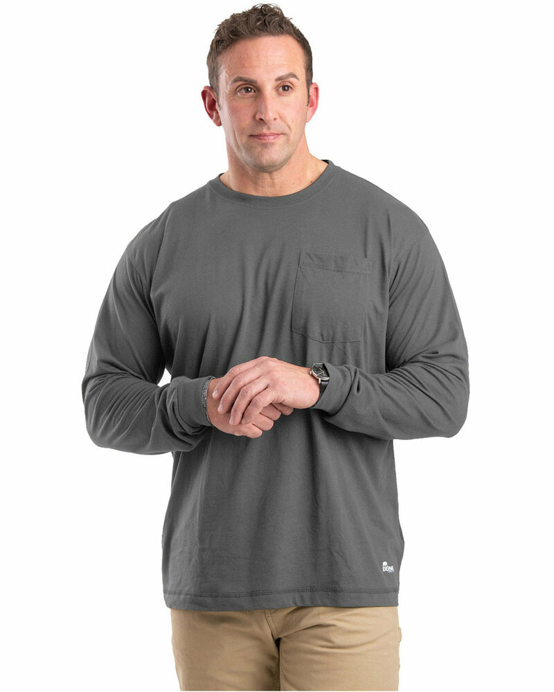 berne bsm39t tall performance long-sleeve pocket t-shirt Front Fullsize