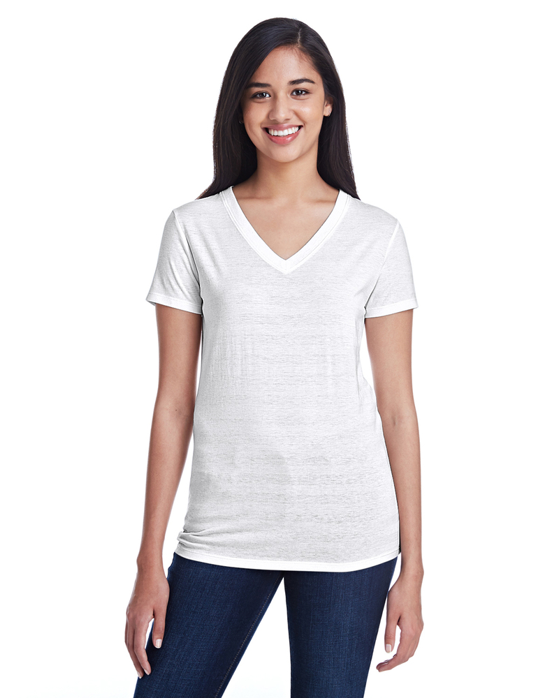 threadfast apparel 252rv ladies' invisible stripe v-neck t-shirt Front Fullsize