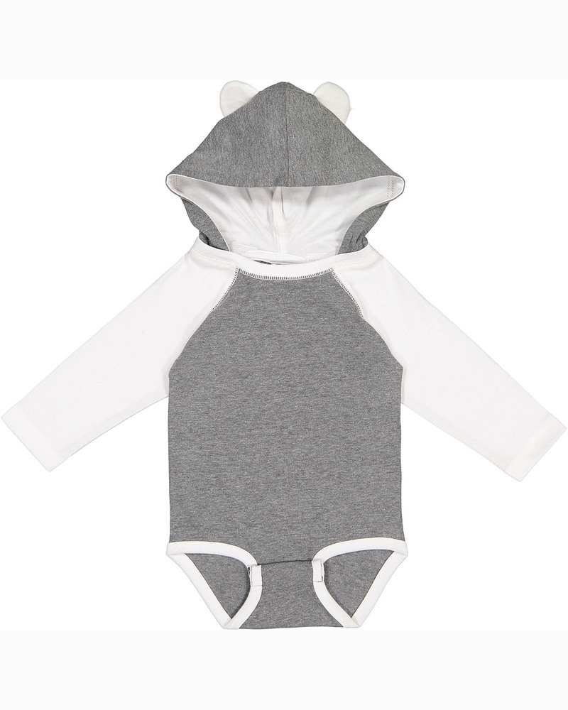 rabbit skins 4418 infant long sleeve fine jersey bodysuit with ears Front Fullsize