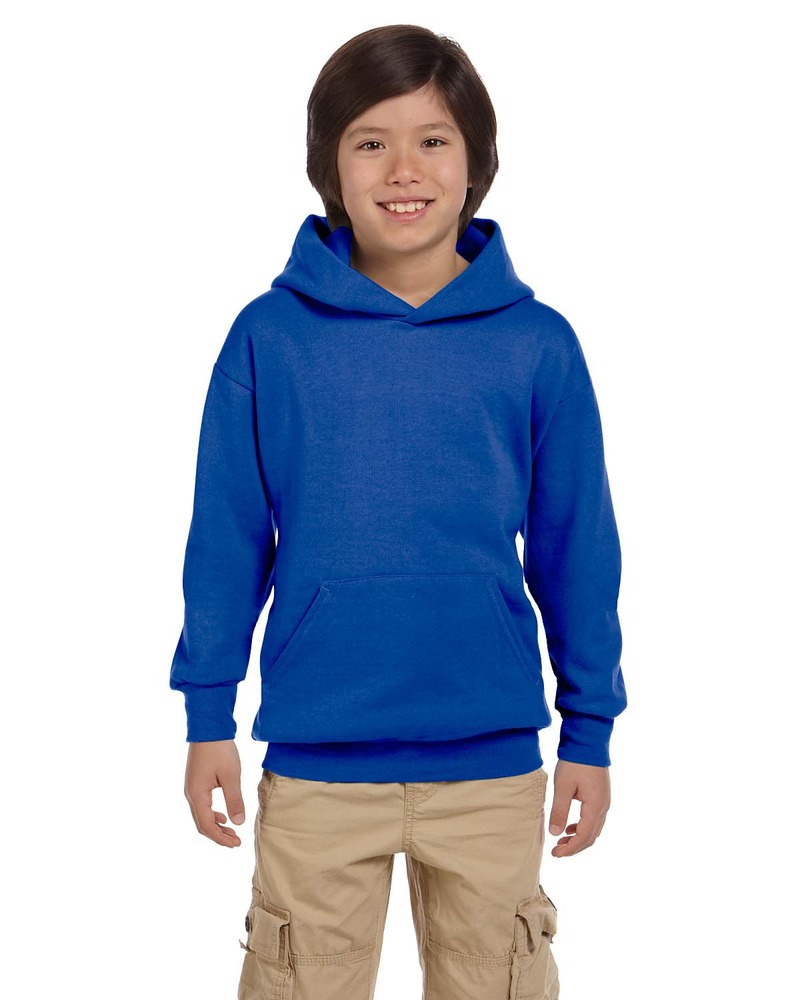Hanes P473 Youth 7.8 oz. EcoSmart® 50/50 Pullover Hooded Sweatshirt Front Fullsize"